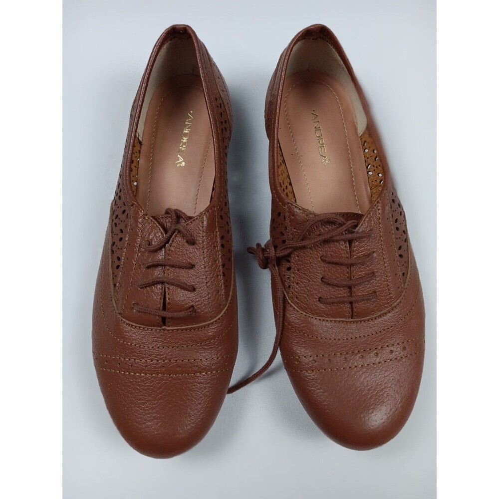 Andrea Brown Leather Perforated Oxford Lace Up Shoes Women’s Size 6.5 USA